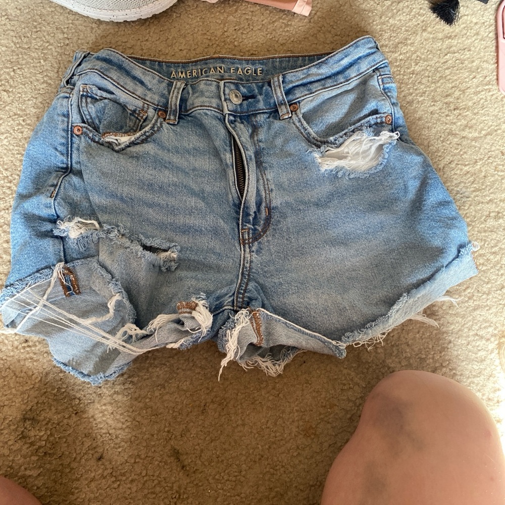 American Eagle Outfitters Women's Blue Distressed Shorts